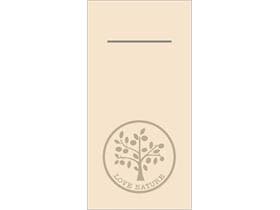 Besteckserviette Airlaid, 40 x 40 cm, 1/8 Falz, "LOVE NATURE" pebble stone